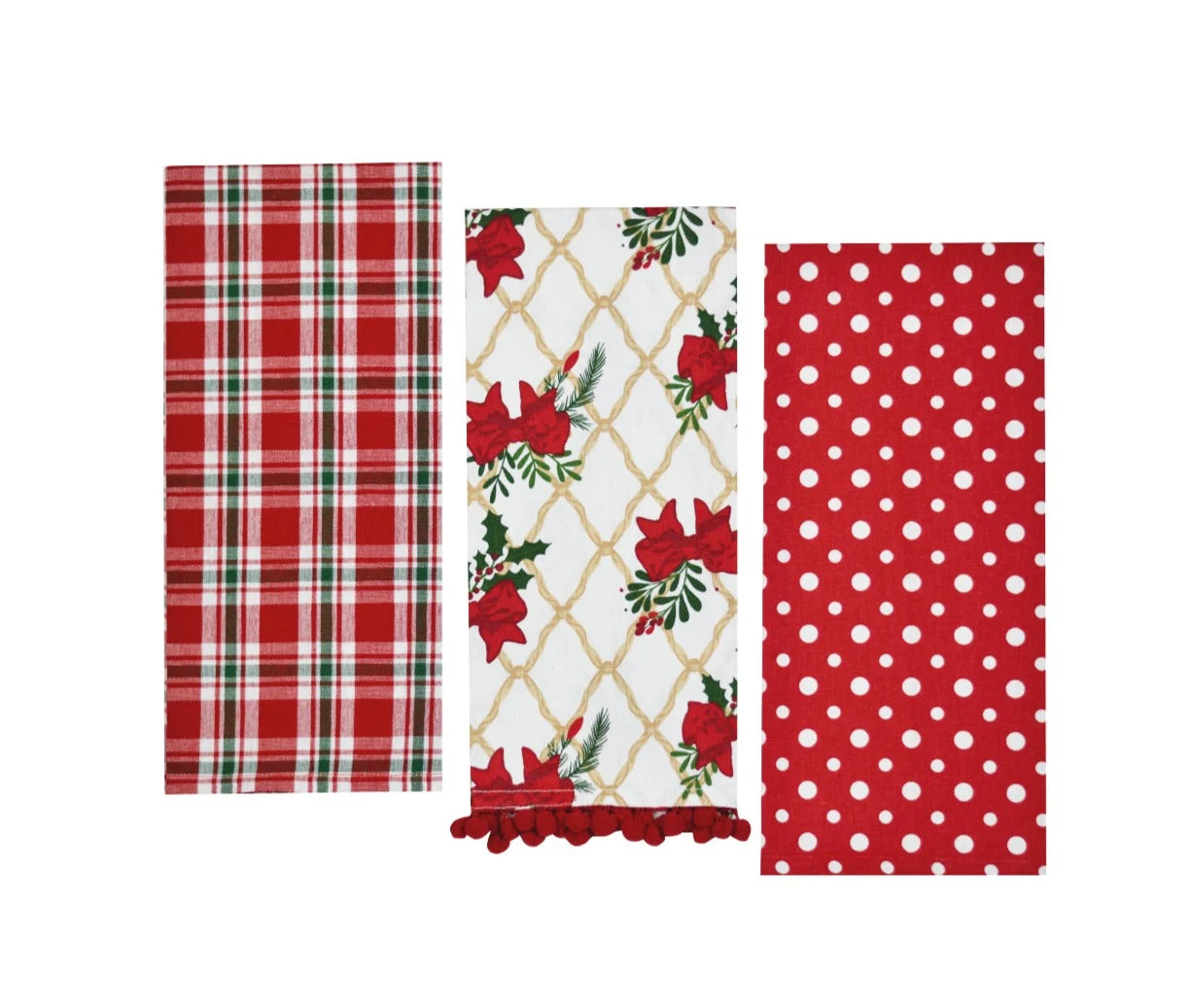 Preziosa Home Set 3 Pz Strofinacci Natale in Panama Ass. 45 x 65 Cm Cotone Multicolor 1 Pz