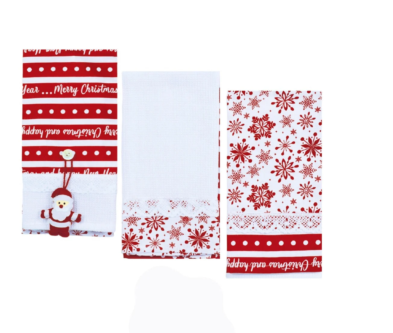 Preziosa Home Set 3 Pz Strofinacci Natale Nidone Ass. Ricamato 50 x 70 Cm Cotone 1 Pz