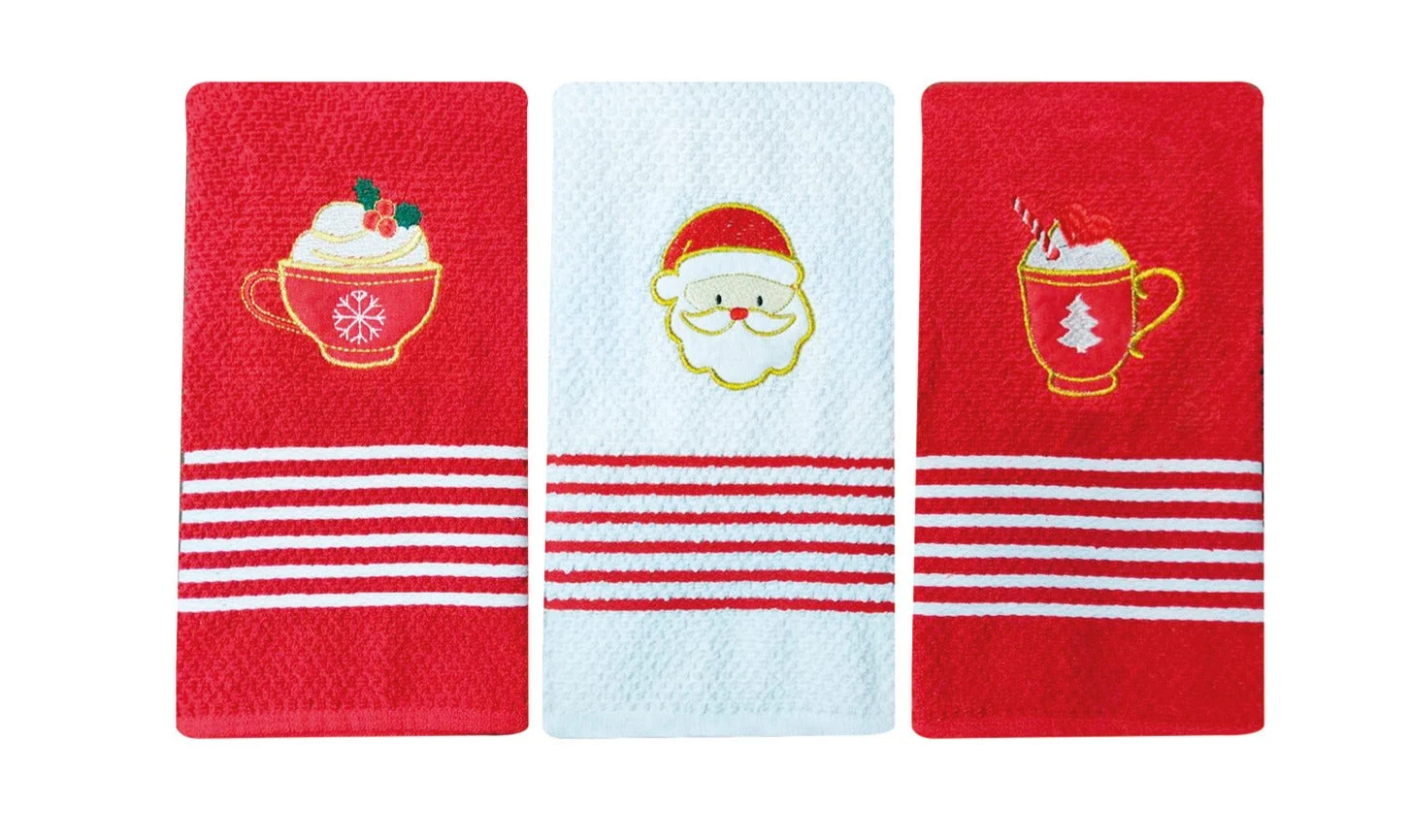 Preziosa Home Set 3 Pz Strofinacci Spugna Jacard Ass. Natale Ass. Natale 50 x 70 Cm Multicolor Cotone
