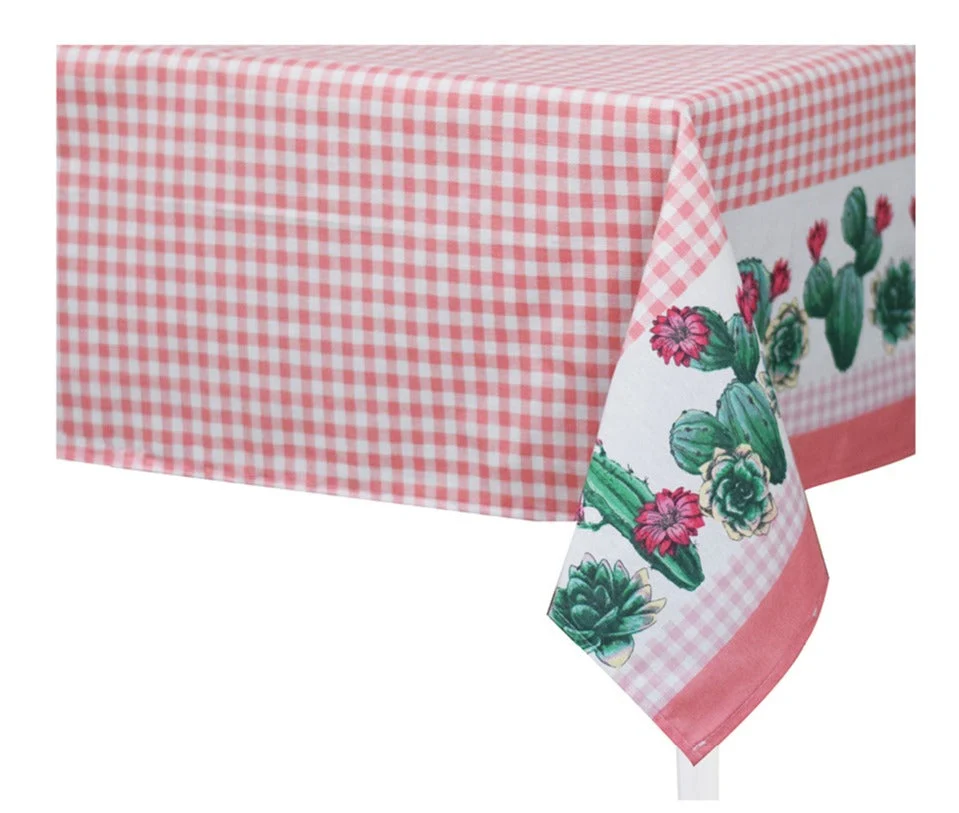 Preziosa Home Tovaglia Loneta 140 x 360 Cm Stampata Coccinelle e Cactus Ass. Cotone 1 Pz
