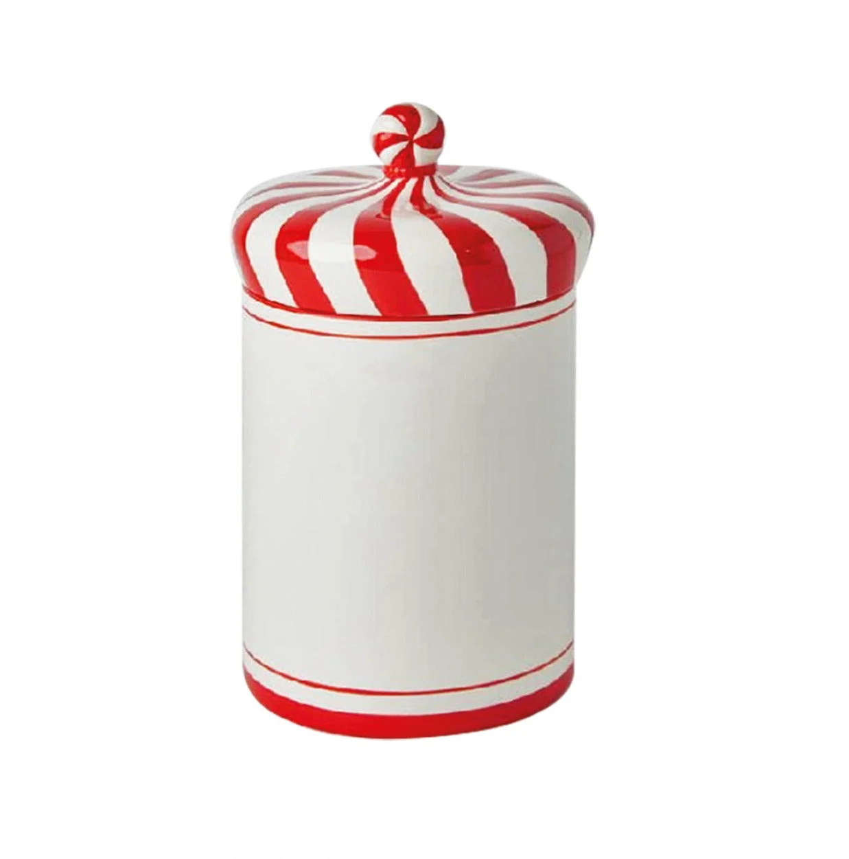 Preziosa Luxury Home Barattolo Natale in Ceramica Porta Bon Bon D 15,5 Cm H 26,2 Cm Bianco Rosso