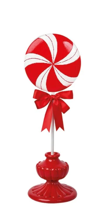 Preziosa Luxury Home Lollipop Natale in Poliresina 16,6 x 16,6 x 43 Cm Bianco Rosso