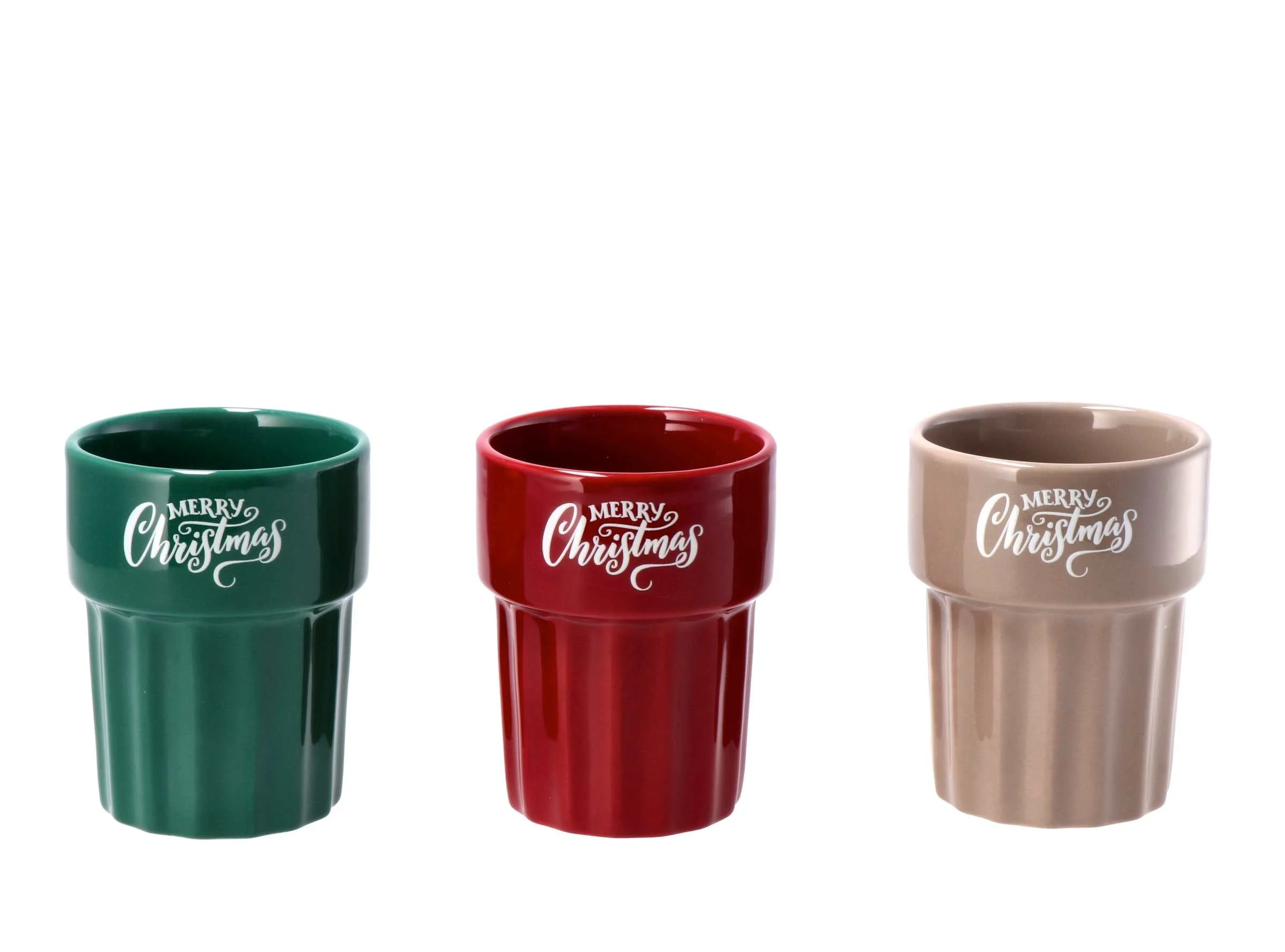 Ad Trend Bicchiere Natale Merry Christmas Ass. 260 Ml Rosso o Verde o Beige 1 Pz