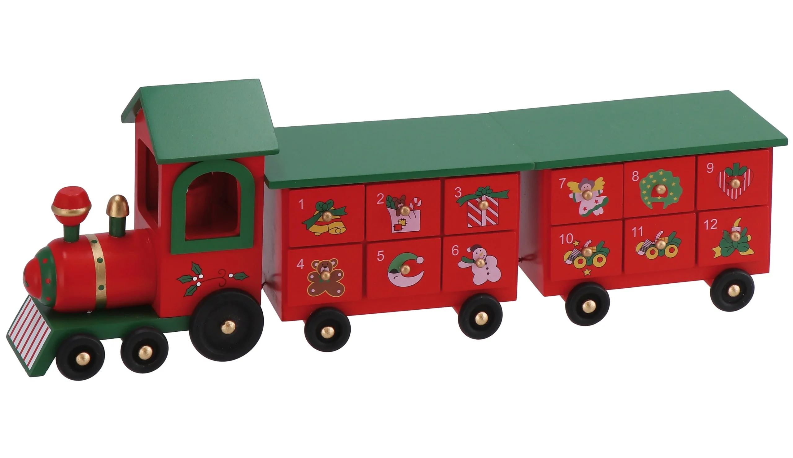 Ad Trend Calendario a Forma di Treno di Natale 45 x 10 Cm H 16 Cm Rosso