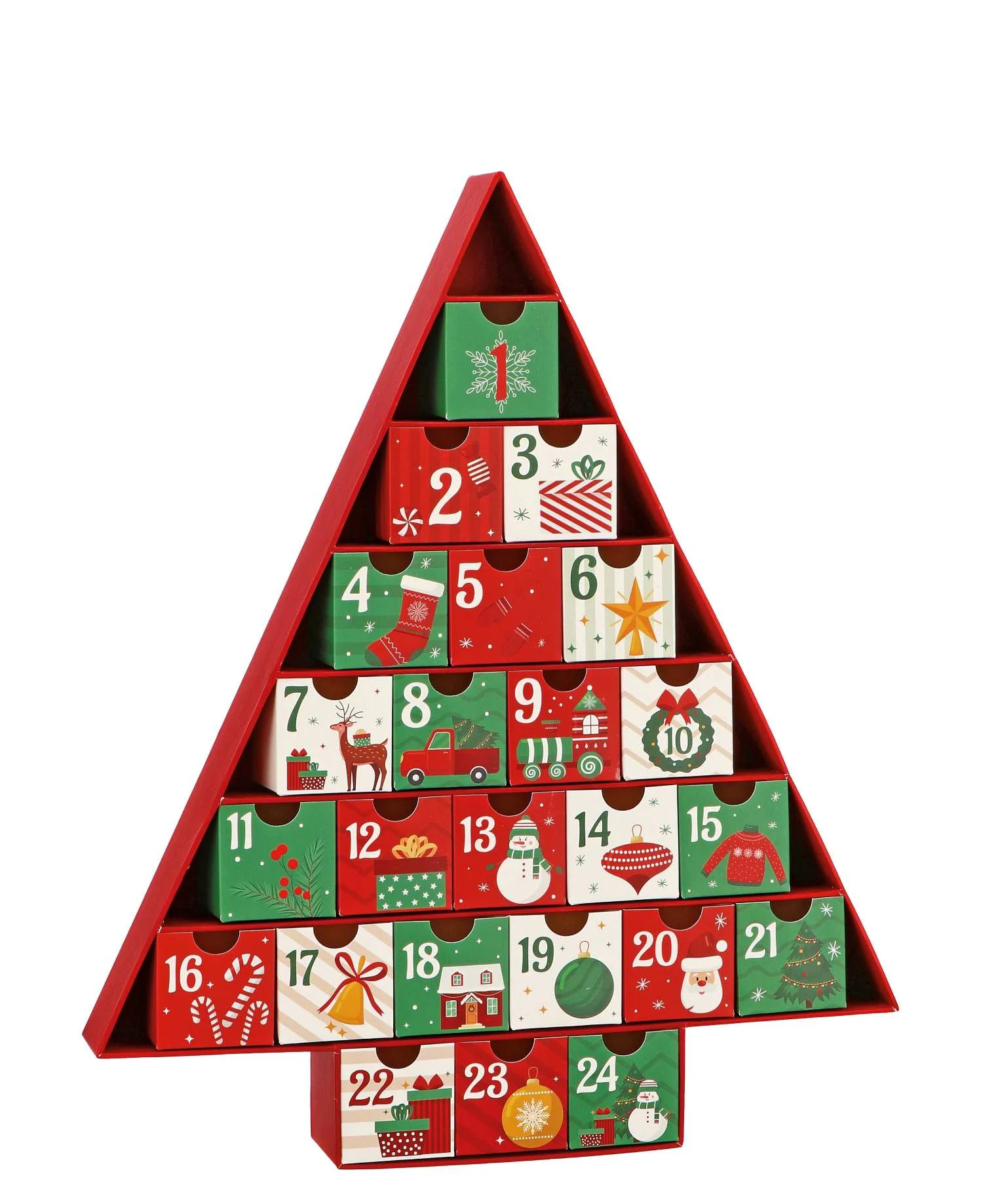 Ad Trend Calendario Avvento di Natale Cartone 32 x 5 H 39 Cm Rosso Verde