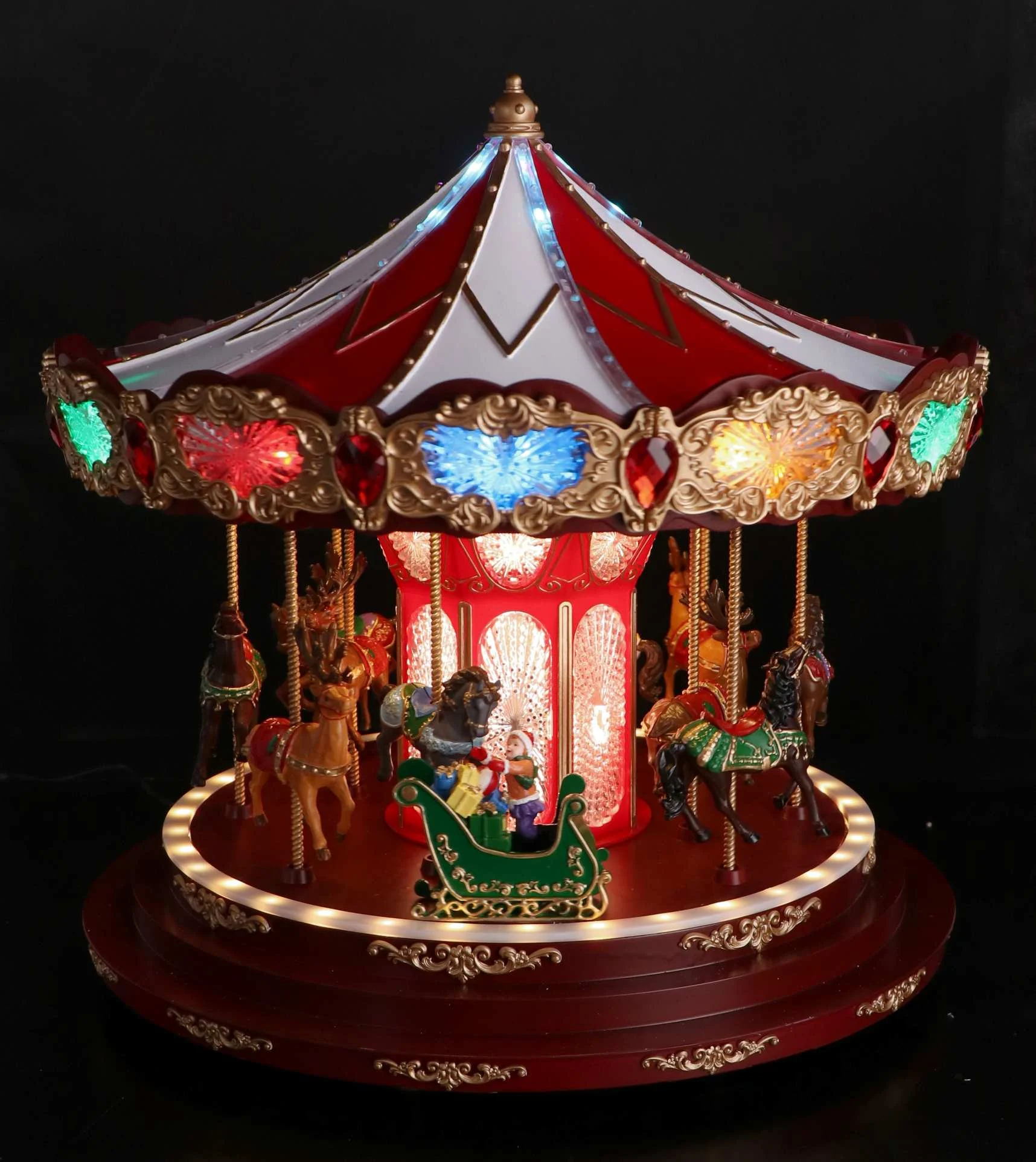 Ad Trend Giostra Carillon Natale con 133 Led D 44 Cm H 47 Cm Rosso