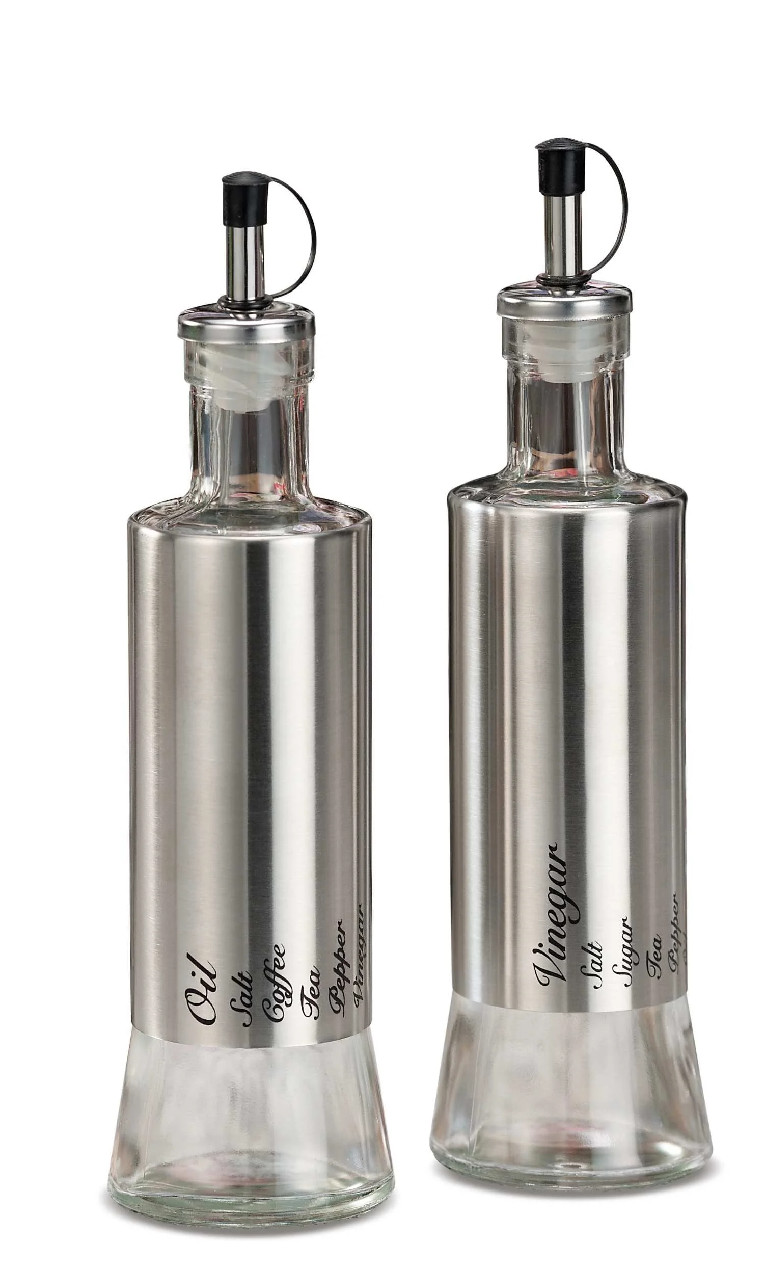 Ad Trend Menage in Vetro e Acciaio per Olio e Aceto 300 Ml D 7 Cm H 24,5 Cm