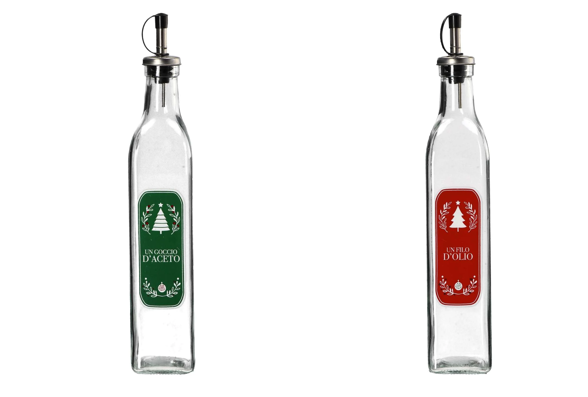 Ad Trend Oliera o Acetiera Natale Merry Christmas Ass. 500 Ml 6 x 6 Cm H 31 Cm Trasparente 1 Pz