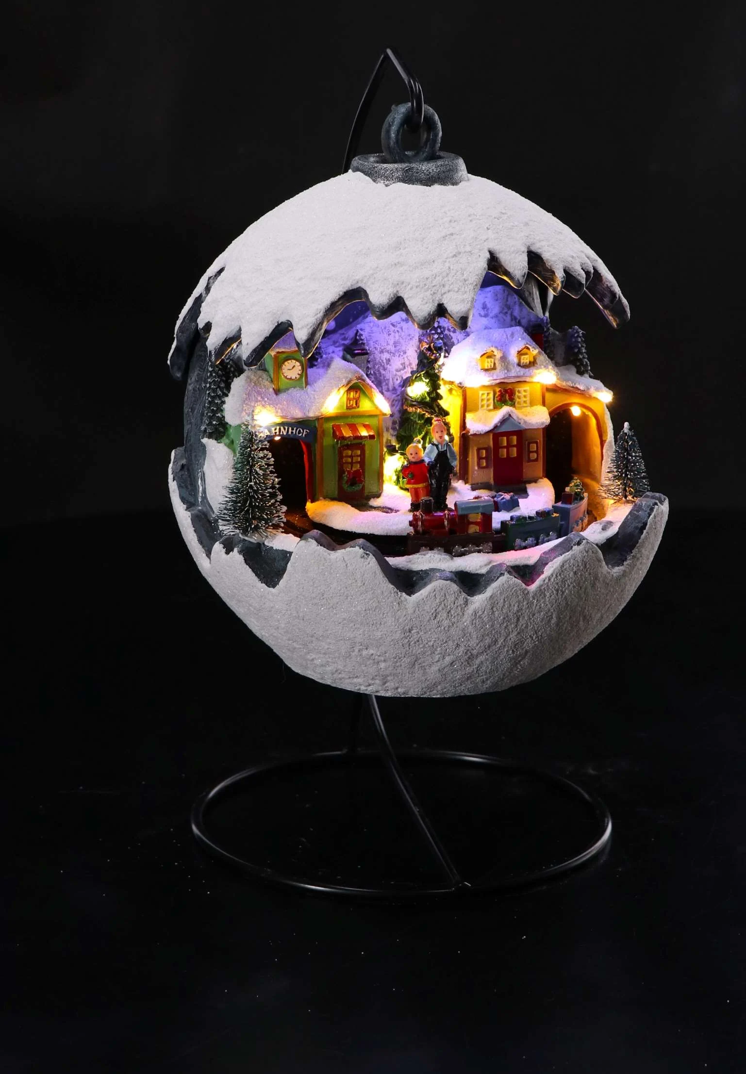 Ad Trend Palla Paesino Invernale Natale con 16 Led D 20 Cm H 24 Cm Bianco