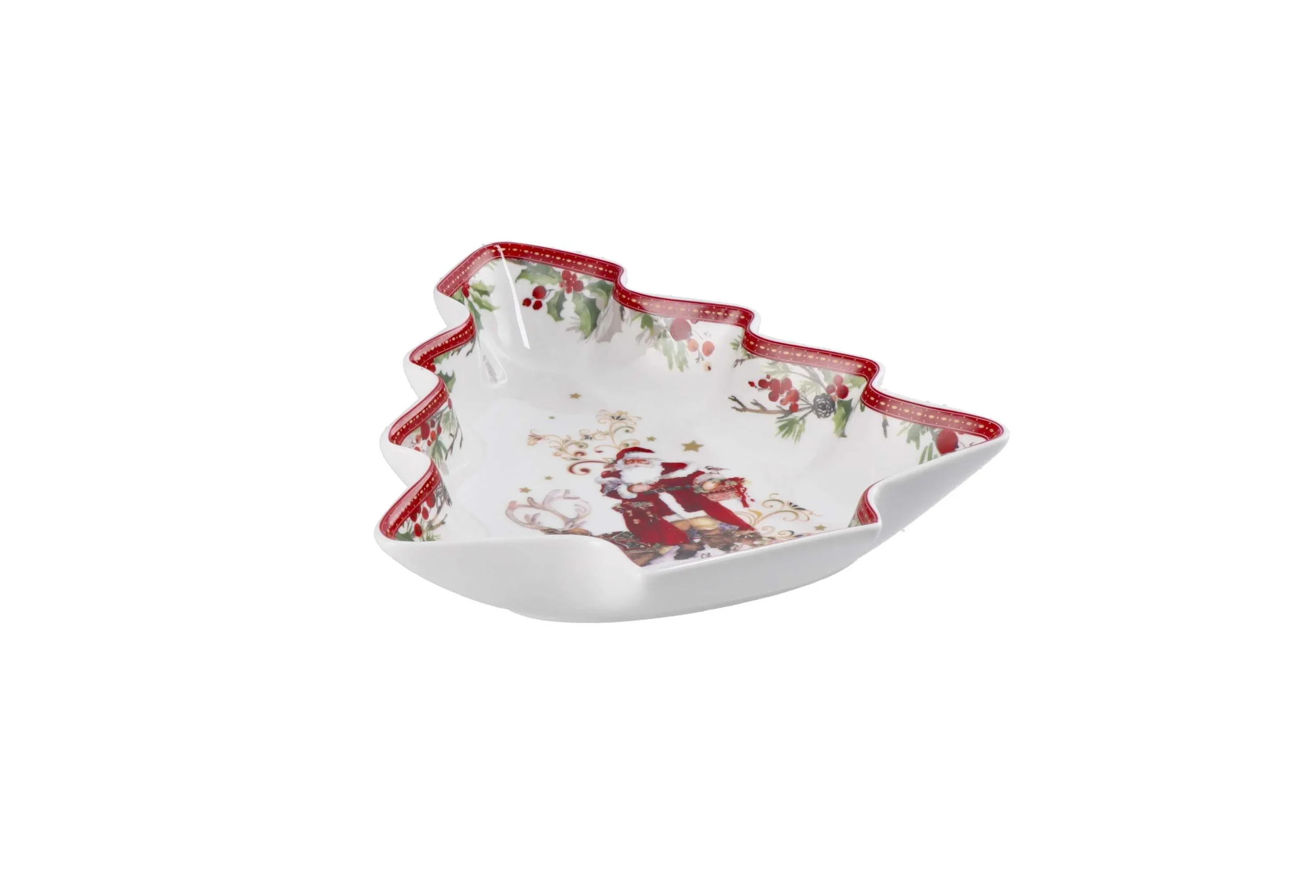 Ad Trend Piatto Forma Albero Natale 26,5 x 22,5 Cm Bianco Rosso