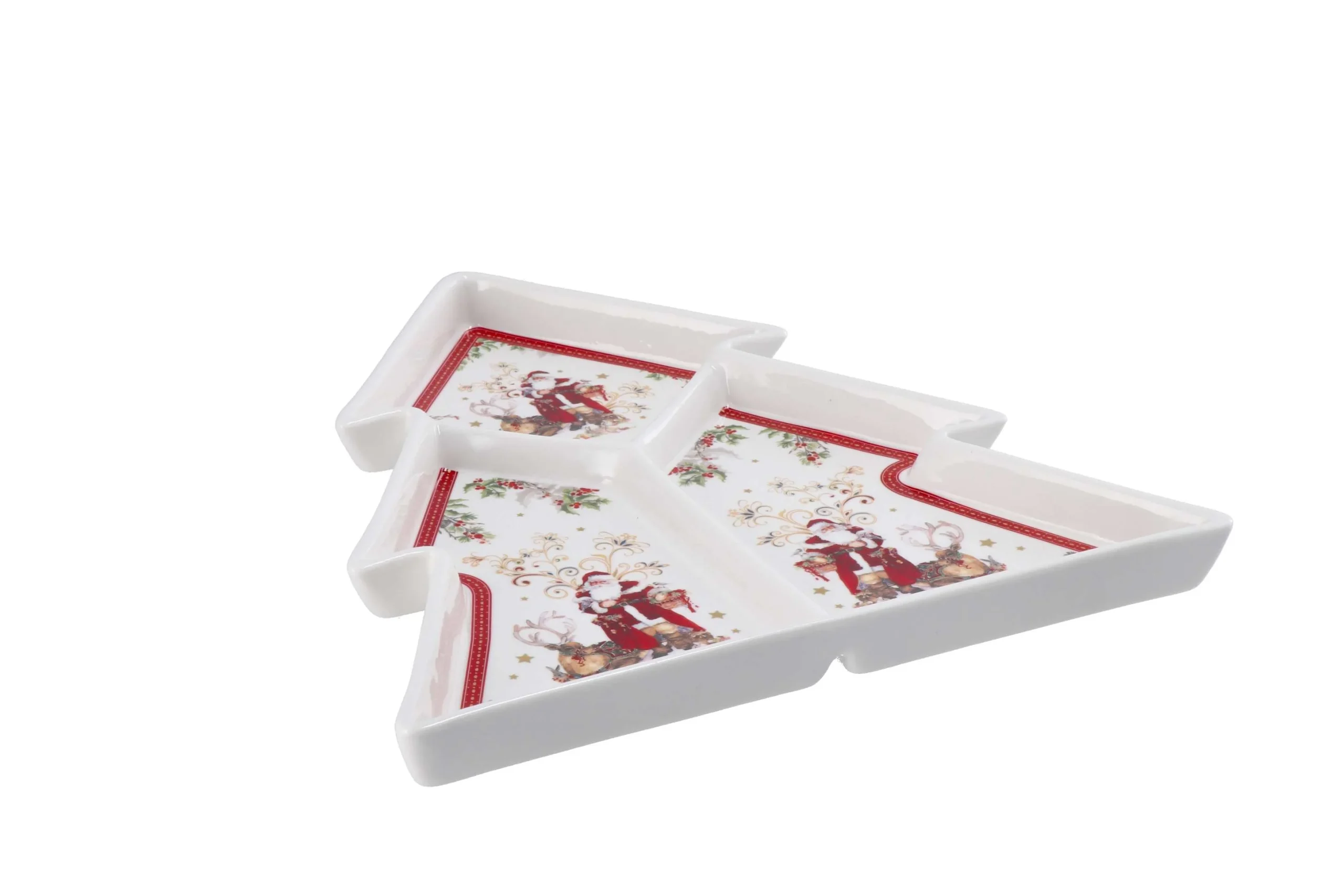 Ad Trend Piatto Forma Albero Natale 30 x 29,5 Cm Bianco Rosso