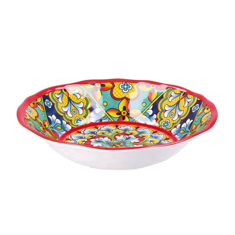 Ad Trend Piatto Fondo Rian in Melamina D 22 Cm H 5 Cm Rosso Blu