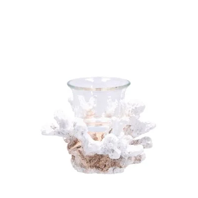 Ad Trend Portacandela Tealight Corallo Ass. 14 x 12 x 10 Cm Resina e Vetro 1 Pz