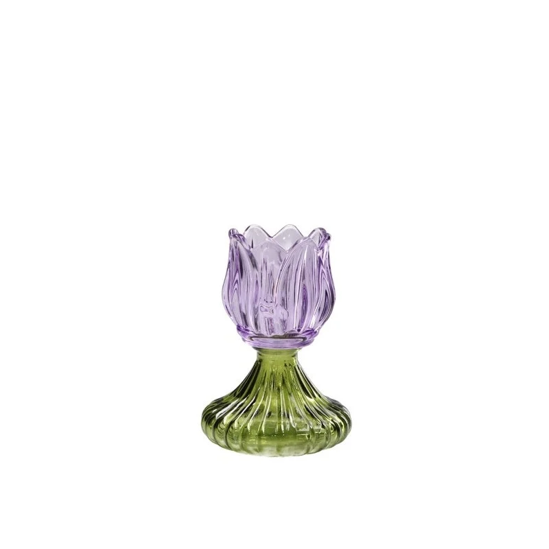 Ad Trend Portacandela Tealight Vetro Ass. con Gambo D 10 Cm H 14,5 Cm Bomboniera 1 Pz