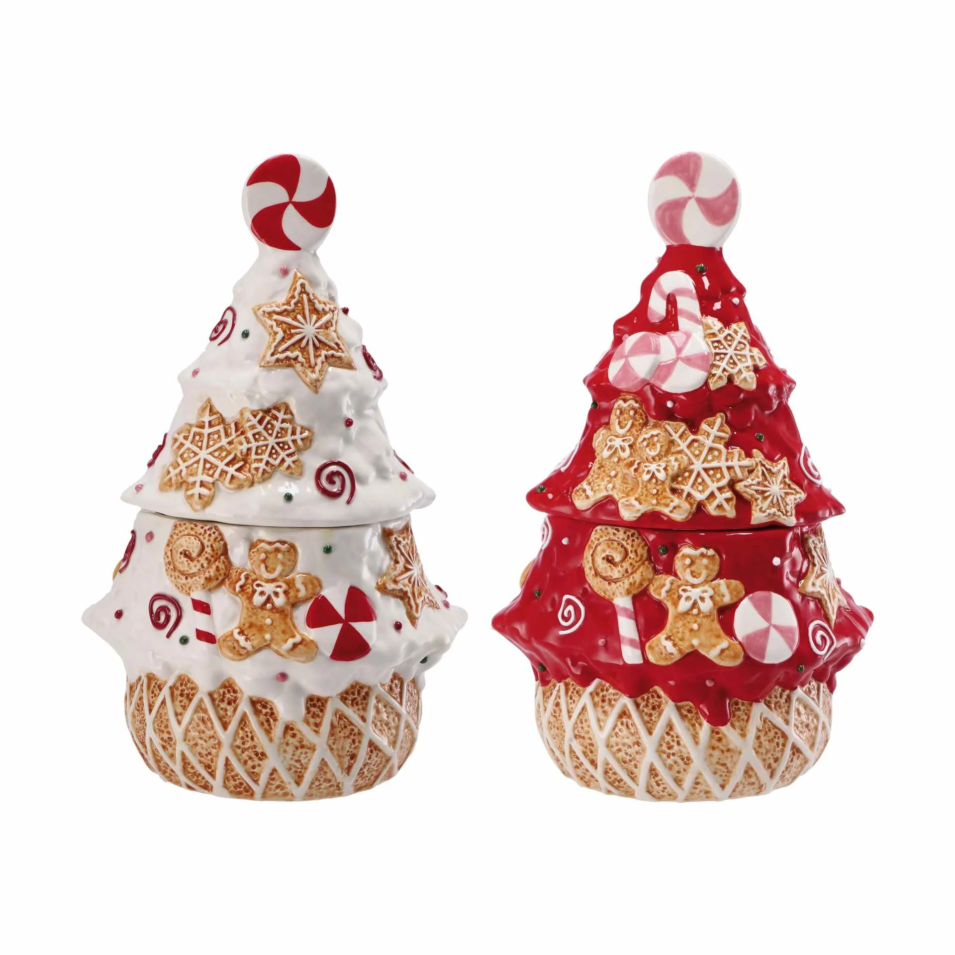 Ad Trend Scatola Albero Natale 20 x 15 x 30 Cm Ceramica Ass. Bianco Rosso 1 Pz