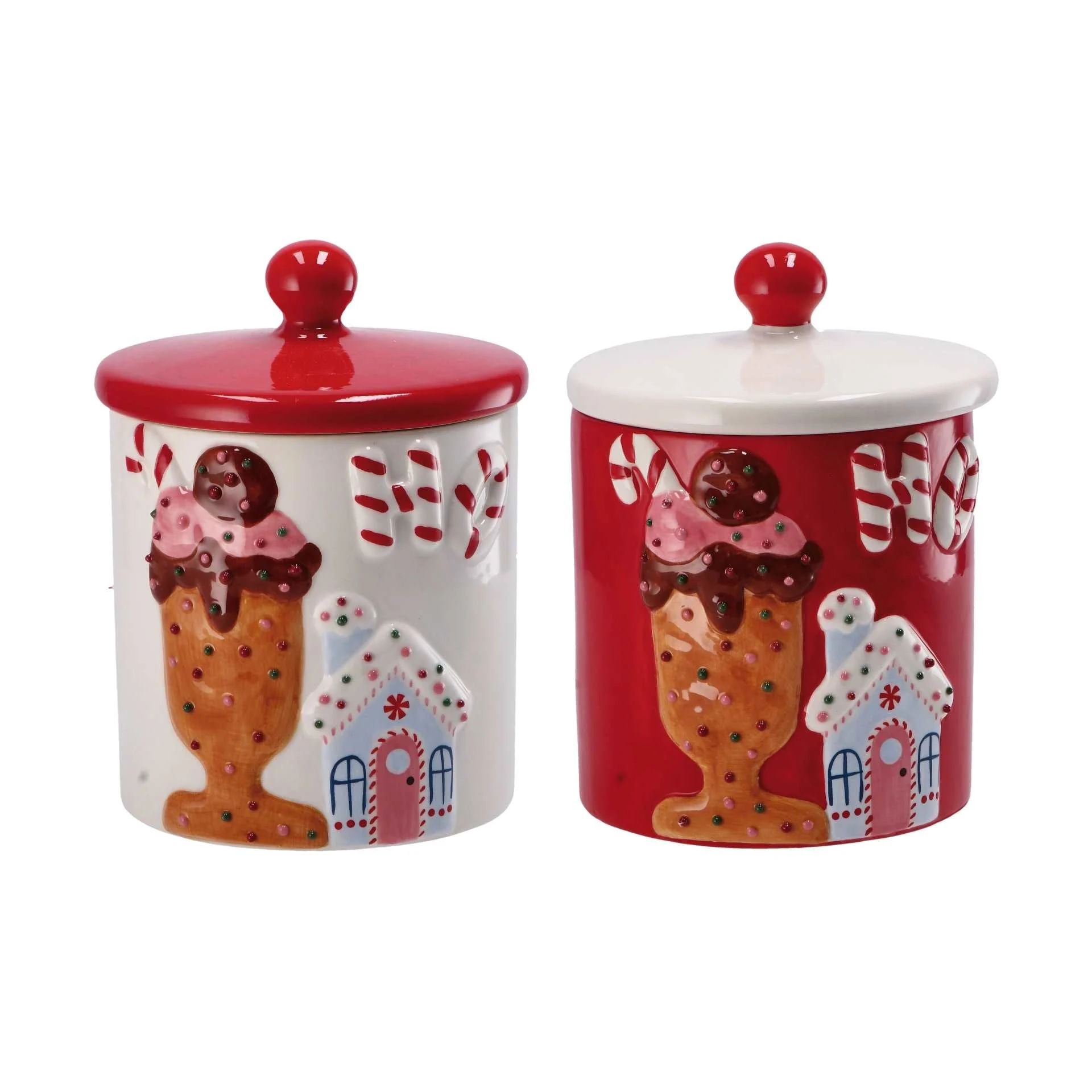Ad Trend Barattolo Natale D 13 Cm H 18 Cm Ceramica Ass. Bianco Rosso 1 Pz