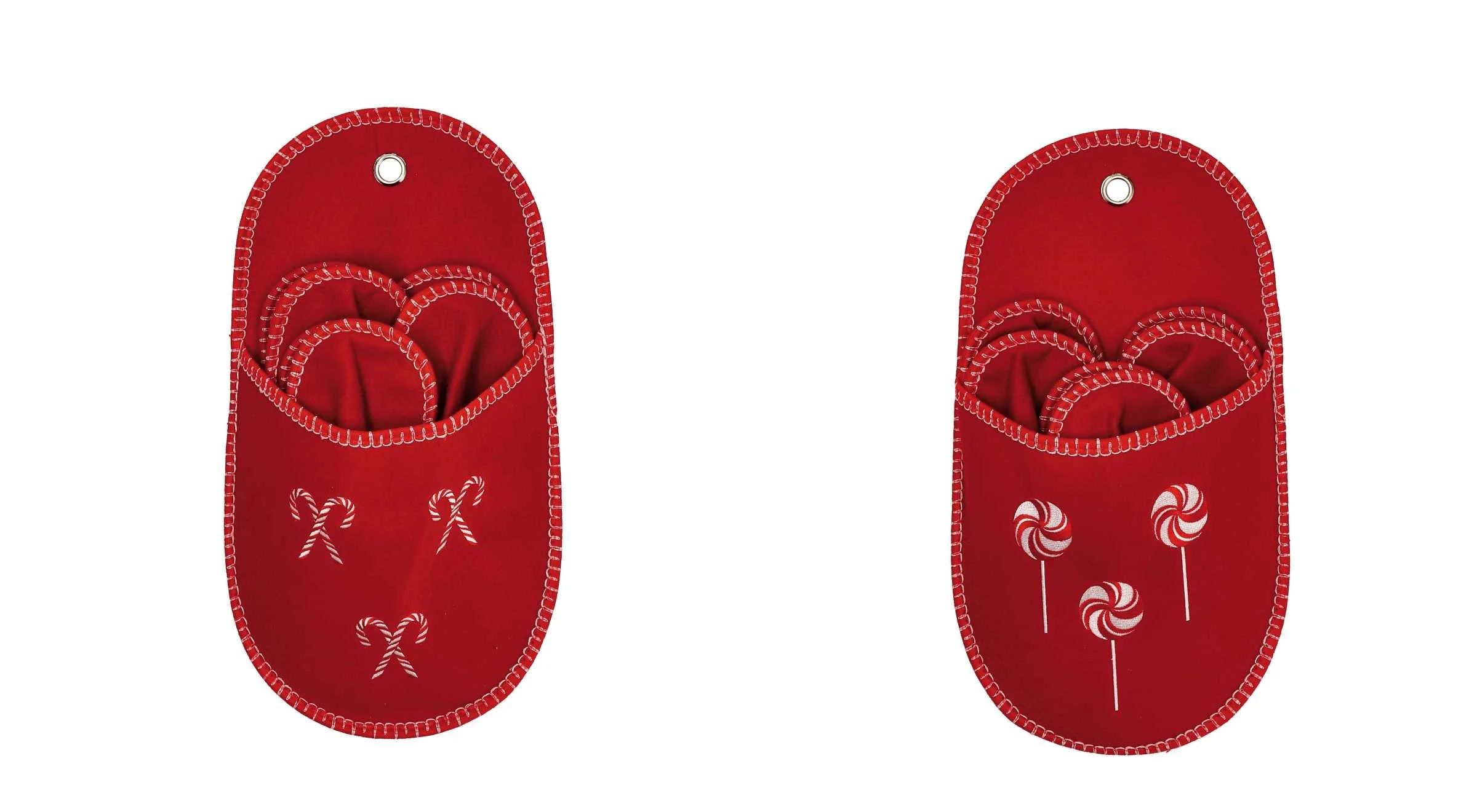 Ad Trend Set 3 Paia Pantofole di Natale 26 x 47 Cm Ass. Rosso