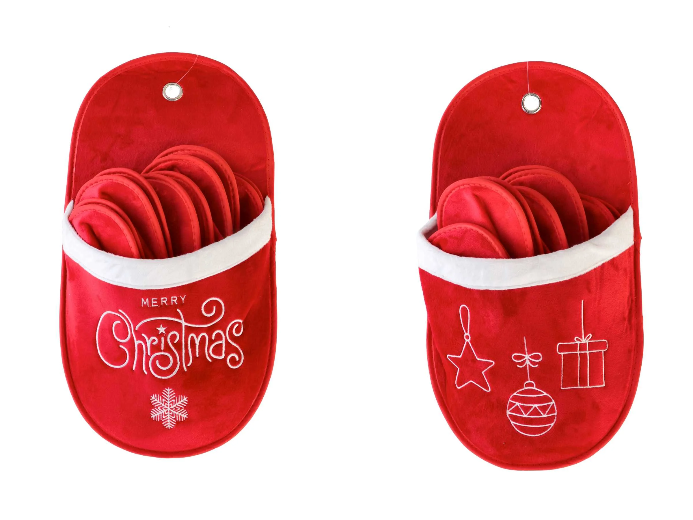 Ad Trend Set 5 Paia Pantofole Natale 26 x 47 Cm Rosso