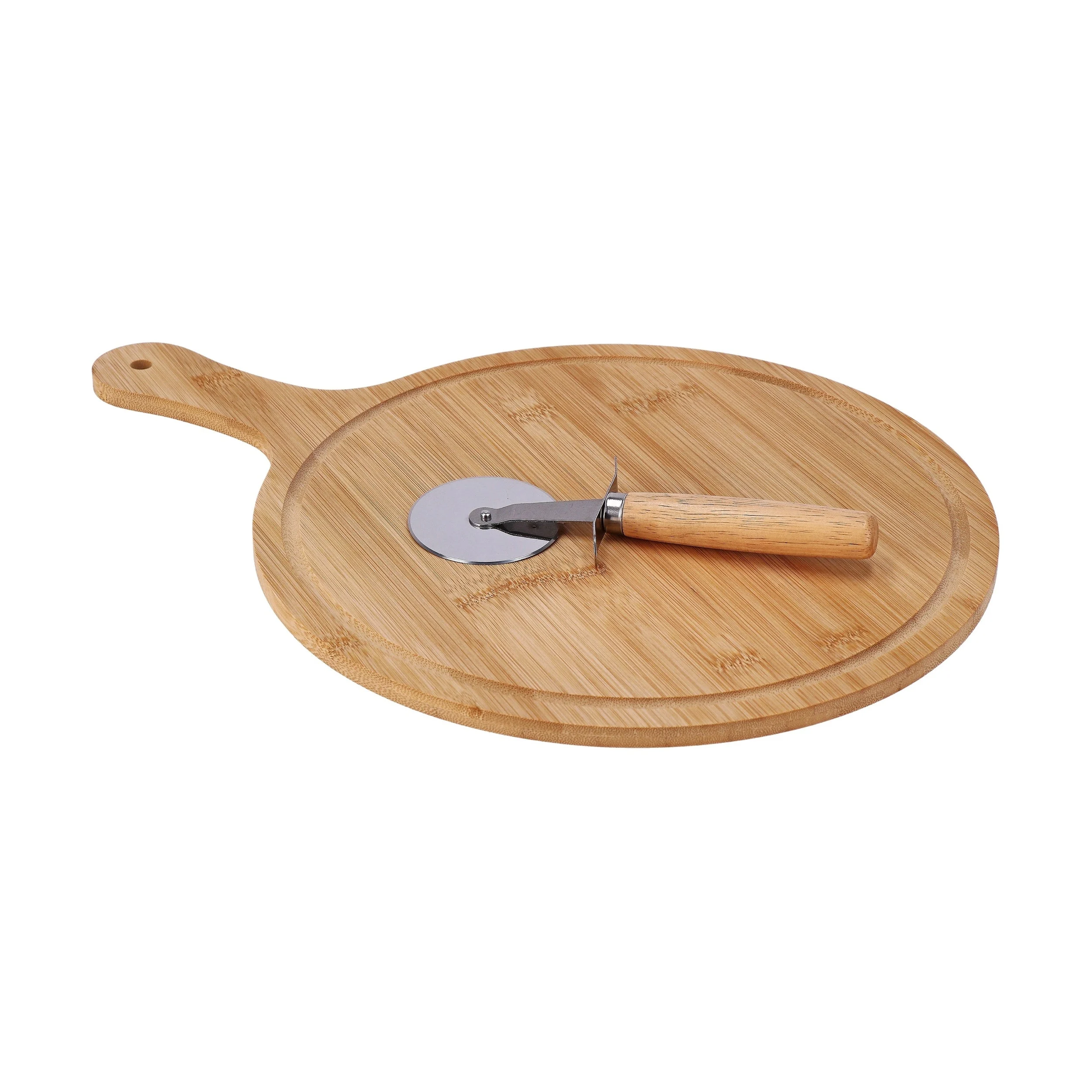 Ad Trend Tagliere Legno di Bamboo con Rotella per Pizza 43 x 31 Cm