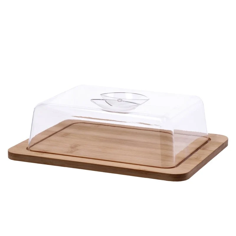 Ad Trend Vassoio Bamboo con Campana 26 x 20 Cm H 7,5 Cm