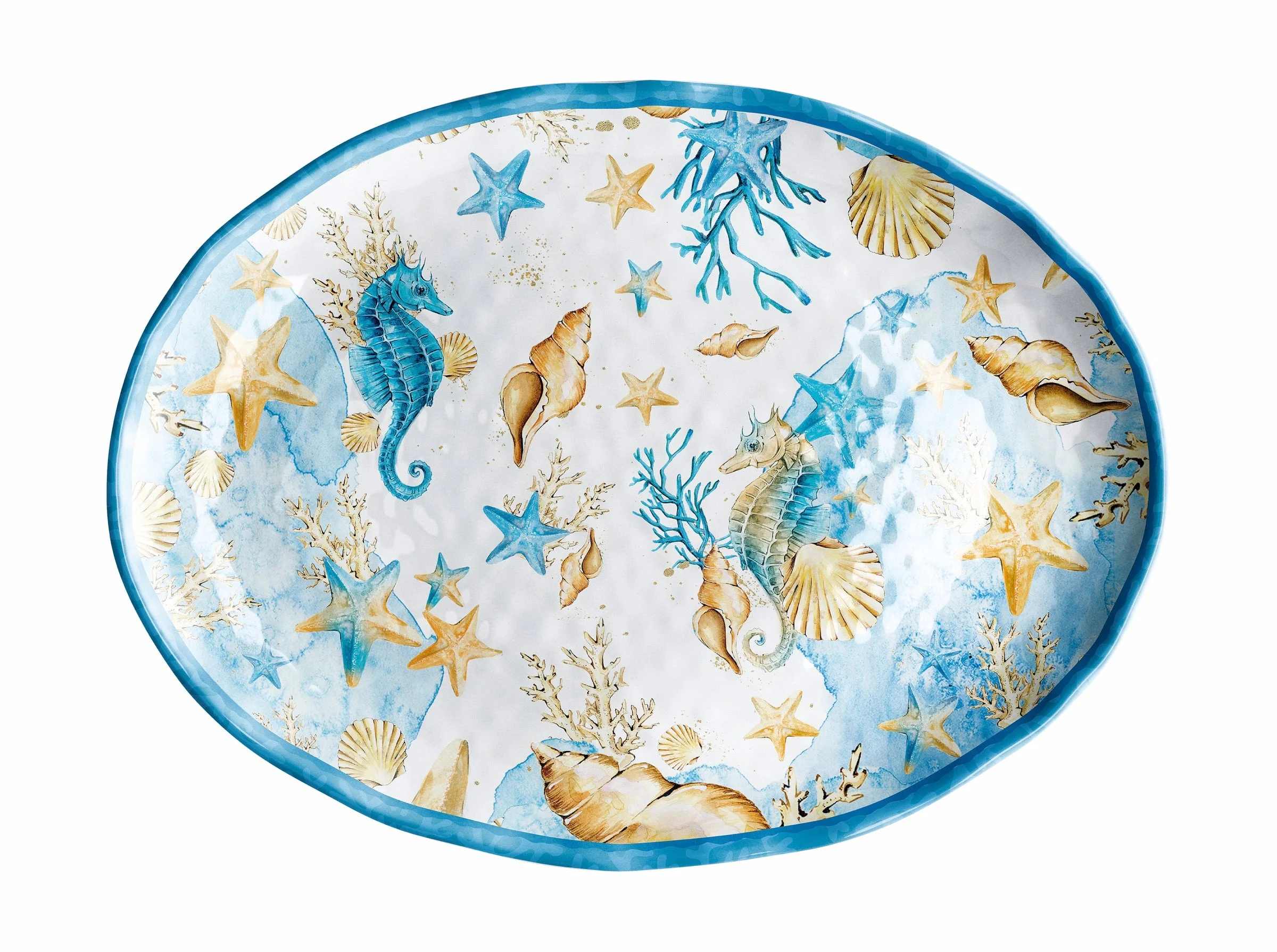 Ad Trend Vassoio Ovale Melamina Shell 40 x 30 x 3 Cm Blu 1 Pz