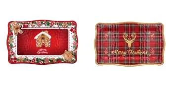 Ad Trend Vassoio Rettangolare Decoro Natale Melamina Ass. 36 x 23 Cm H 2 Cm Rosso