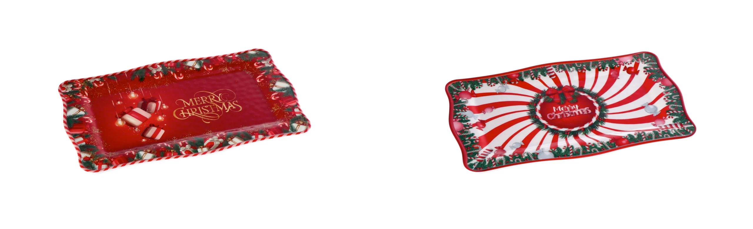 Ad Trend Vassoio Rettangolare Decoro Natale Melamina Ass. 36 x 23 Cm H 1,5 Cm Rosso 1 Pz