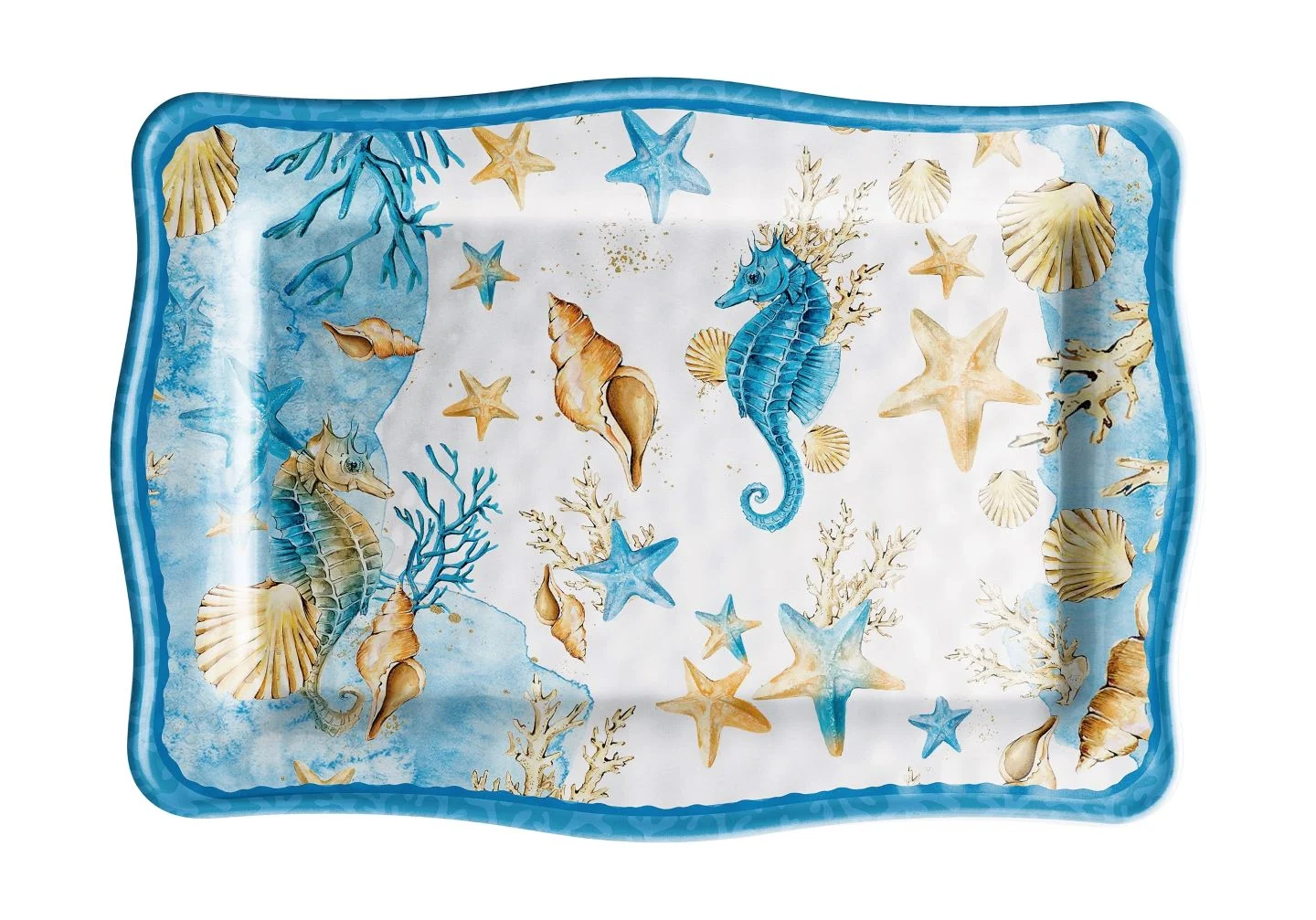 Ad Trend Vassoio Rettangolare Melamina Shell 30 x 21 Cm H 2 Cm Blu 1 Pz