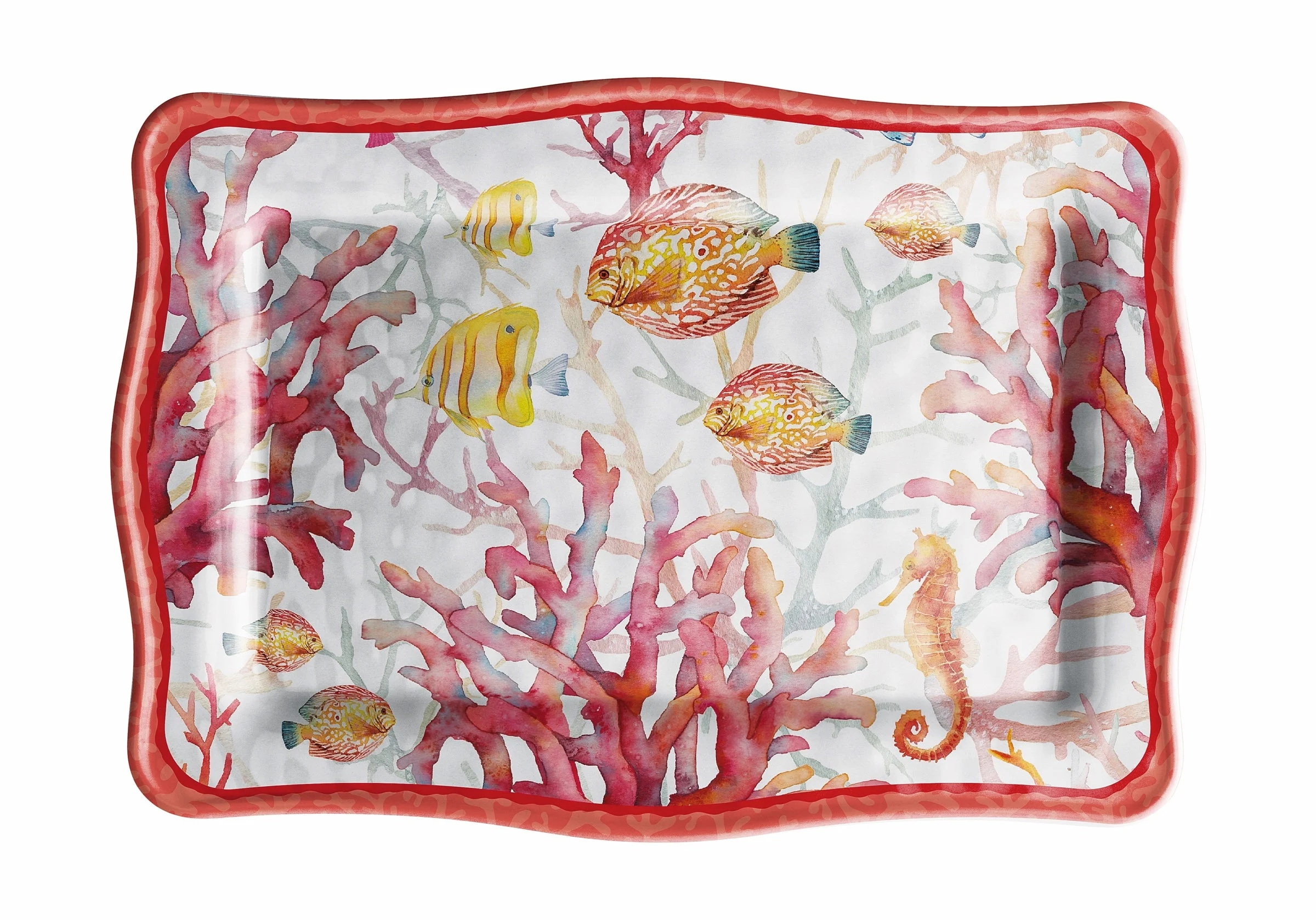 Ad Trend Vassoio Rettangolare Melamina Shell 30 x 21 Cm H 2 Cm Rosso 1 Pz
