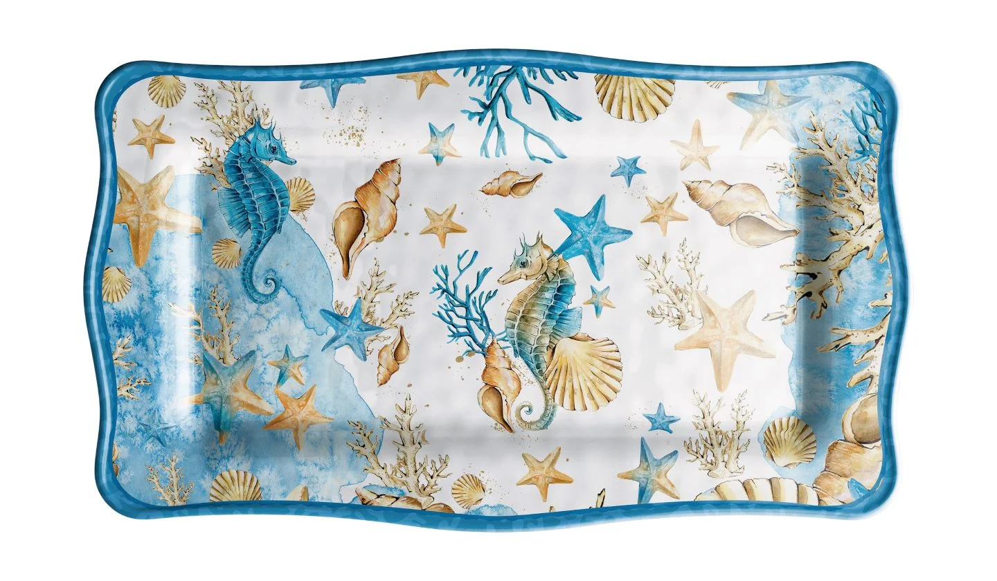 Ad Trend Vassoio Rettangolare Melamina Shell 48 x 28 Cm H 2 Cm Blu 1 Pz
