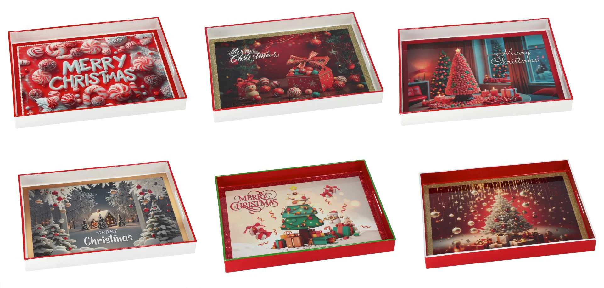 Ad Trend Vassoio Rettangolare Natale Plastica 40 x 30 Cm H 5 Cm Ass. Multicolor 1 Pz