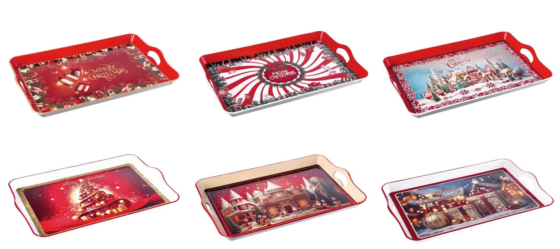 Ad Trend Vassoio Rettangolare Natale Plastica 53 x 35 Cm H 5 Cm Ass. Multicolor 1 Pz