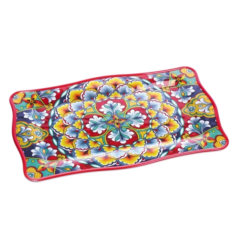 Ad Trend Vassoio Rettangolare Rian in Melamina 36 x 23 Cm H 2 Cm Rosso Blu