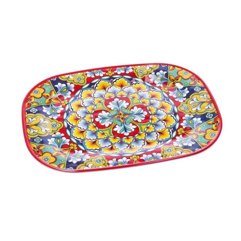 Ad Trend Vassoio Rettangolare Rian in Melamina 43 x 32 Cm H 2 Cm Rosso Blu