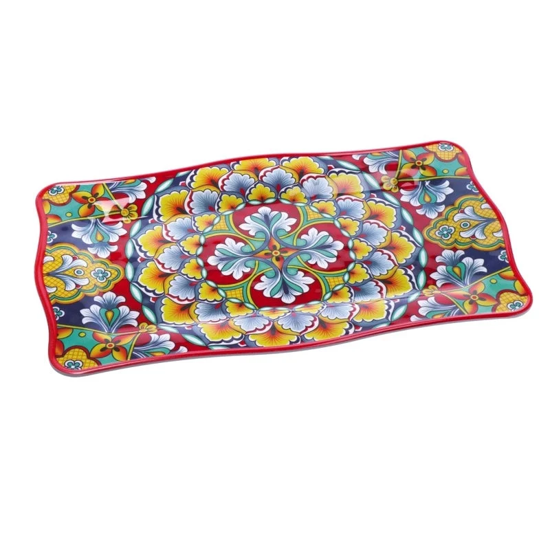 Ad Trend Vassoio Rettangolare Rian in Melamina 48 x 28 Cm H 2 Cm Rosso Blu