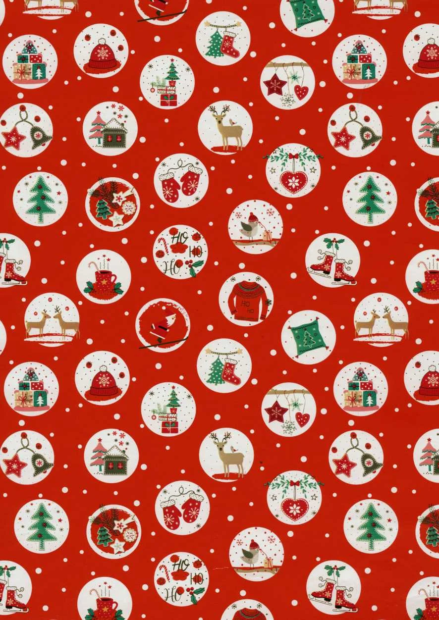 Saul Sadoch Carta Regalo di Natale Raso H 0,70 Mt L 25 Mt Dec. Natalizia
