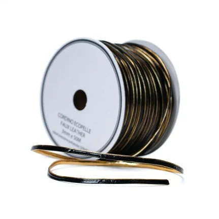 Scotton Cordino Ecopelle H 3 Mm L 50 Mt Nero Oro