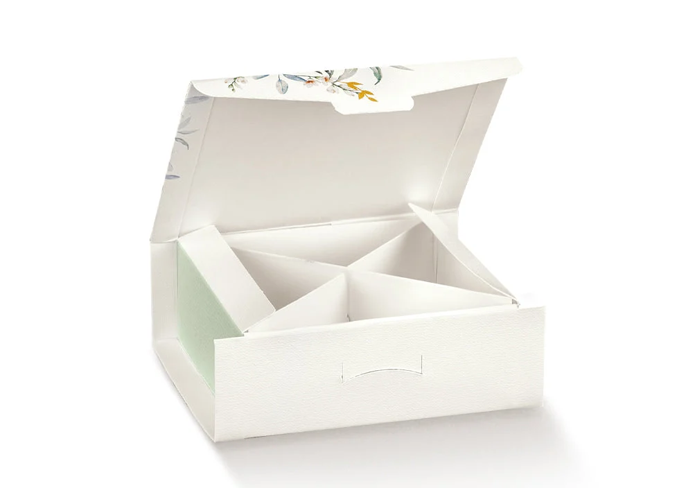 Scotton Gift Scatola Portaconfetti 100 x 100 x 40 Mm con Divisorio Botanica 10 Pz