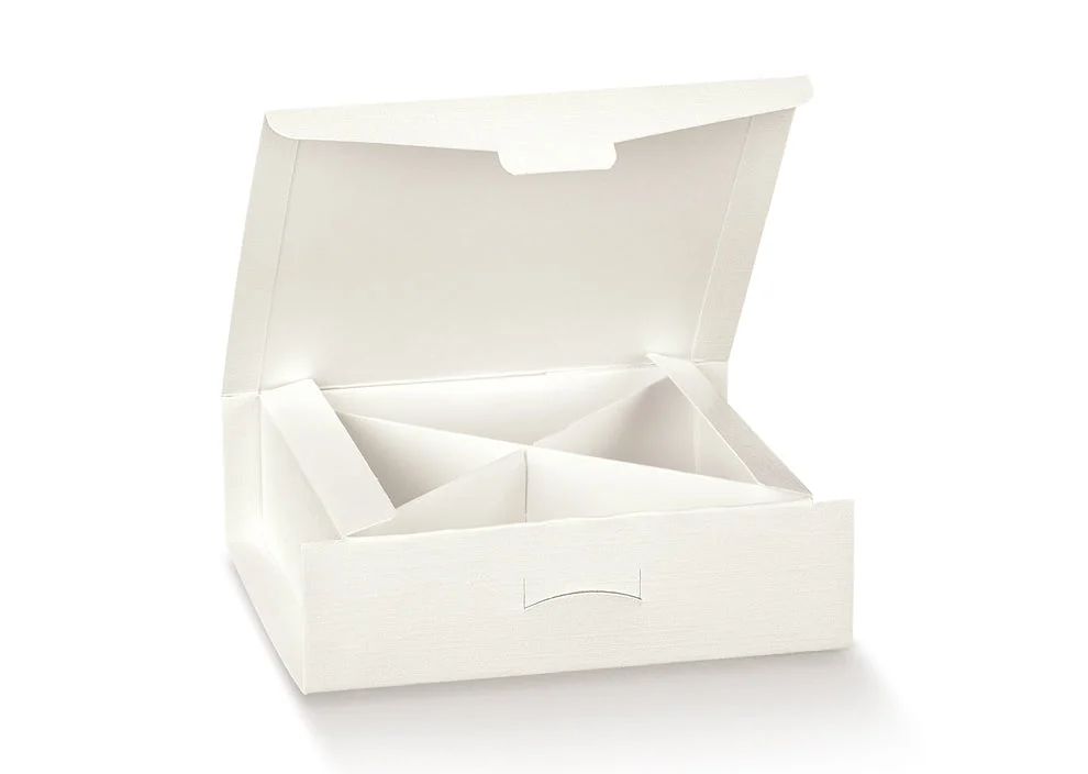 Scotton Scatola Gift Portaconfetti 120 x 120 x 40 Mm con Divisorio Fibra Bianco 10 Pz
