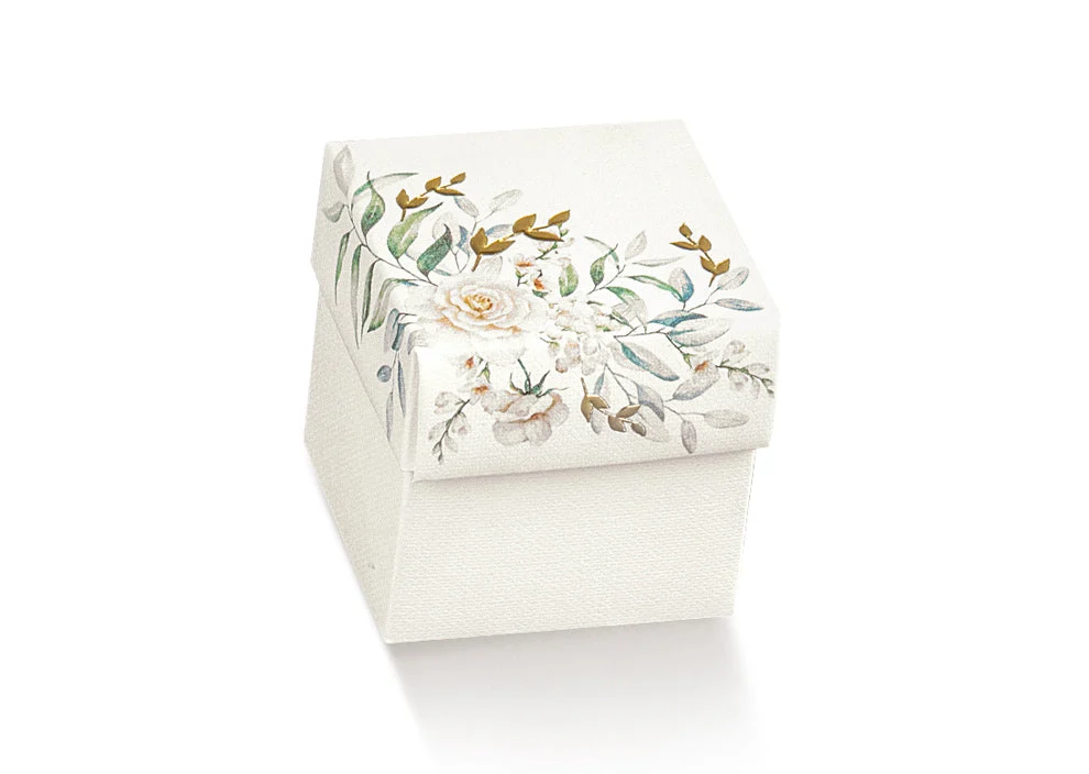 Scotton Scatola Portaconfetti con Coperchio 50 x 50 x 50 Mm Botanic 10 Pz