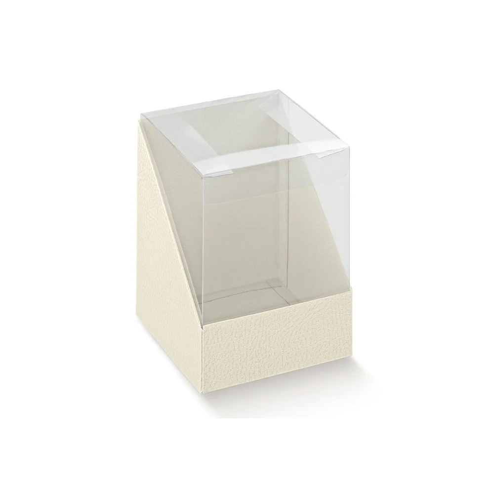 Scotton Scatoletta Portaconfetti Duo Pelle Bianca e Trasparente 10x10x12 cm Cf 10 Pz