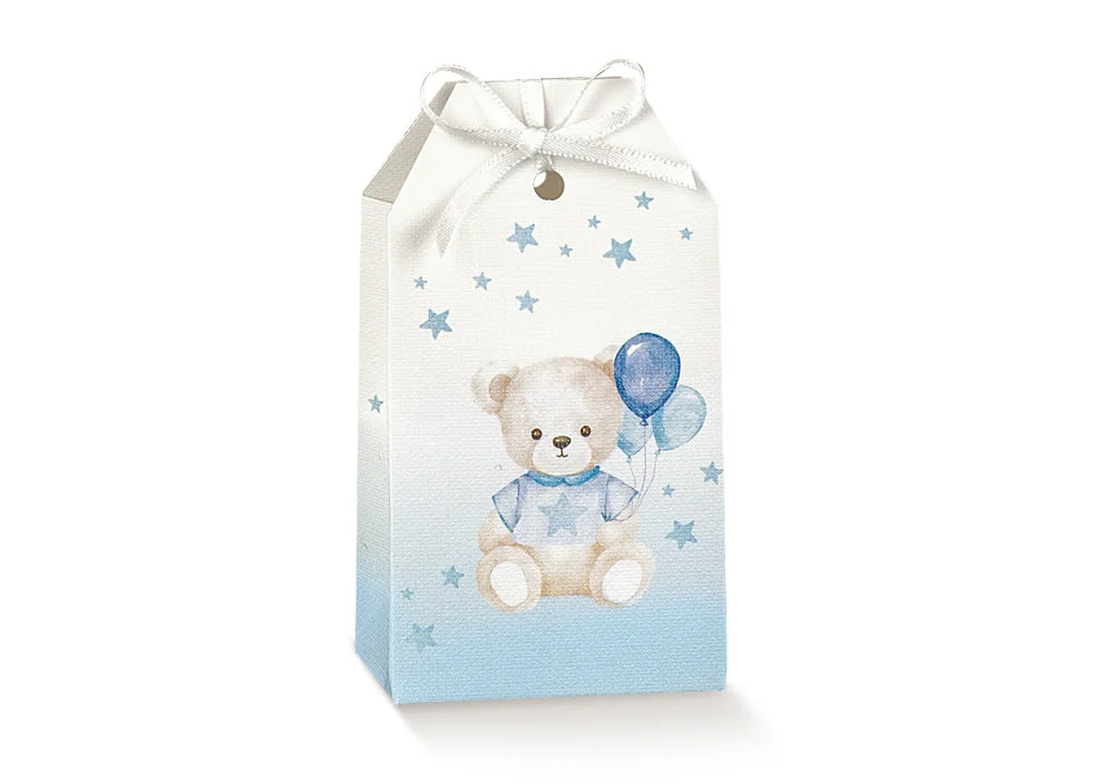 Scotton Tag Portaconfetti 55 x 35 x 100 Mm Baby Orsetto Azzurro Palloncini 10 Pz