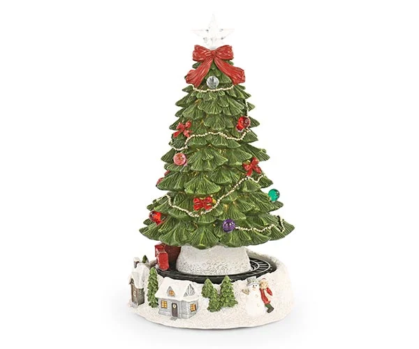 Tono Su Tono Albero di Natale H 310 Mm con Treno Movimento, Led e Musica