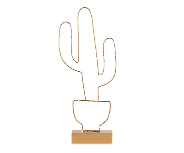 Tono Su Tono Cactus Oro Metallo H 540 Mm con Led