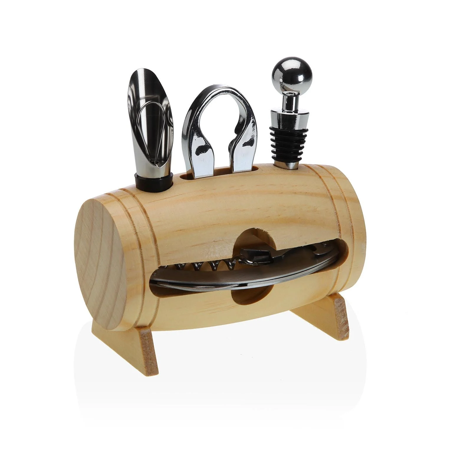 Versa Set Vino a Forma di Barile H 15 Cm 7 x 13,5 Cm Acciaio
