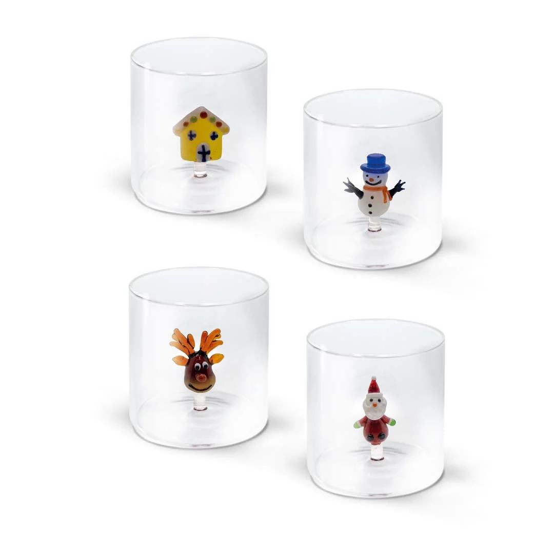 WD LifeStyle Bicchiere Vetro Borosilicato Cc 250 ml Decori Natalizi Misti 1 Pz