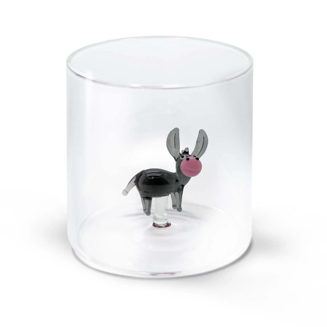 WD LifeStyle Bicchiere Vetro Borosilicato Cc 250 ml Decoro Asino