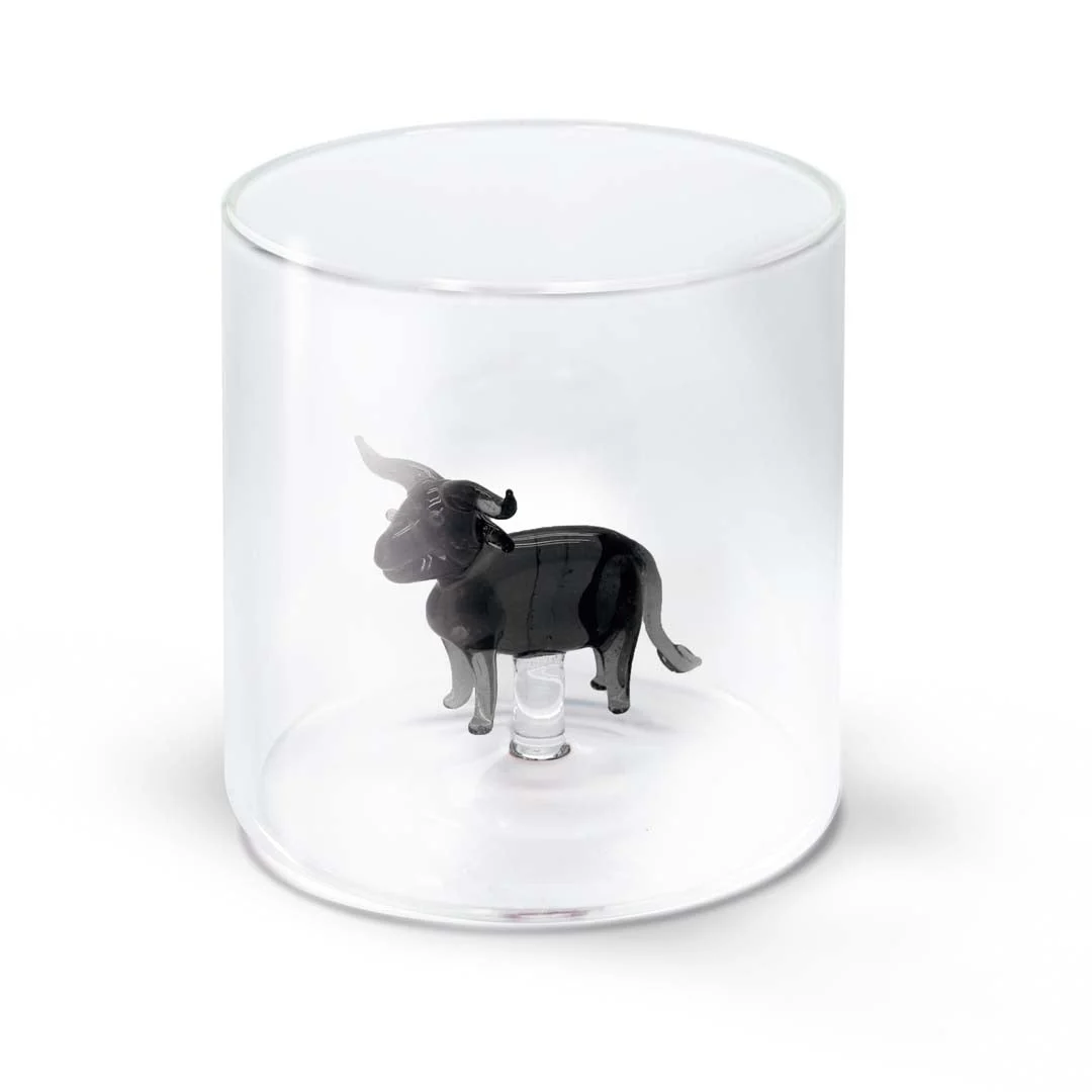 WD LifeStyle Bicchiere Vetro Borosilicato Cc 250 ml Decoro Toro