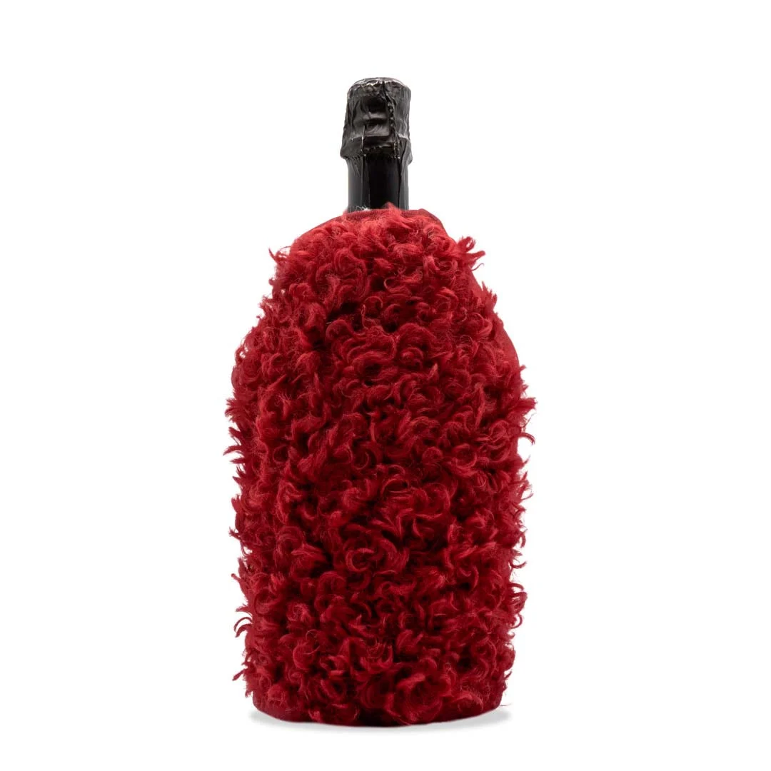 WD LifeStyle Glacette con Pelliccia Decorativa Colore Rosso