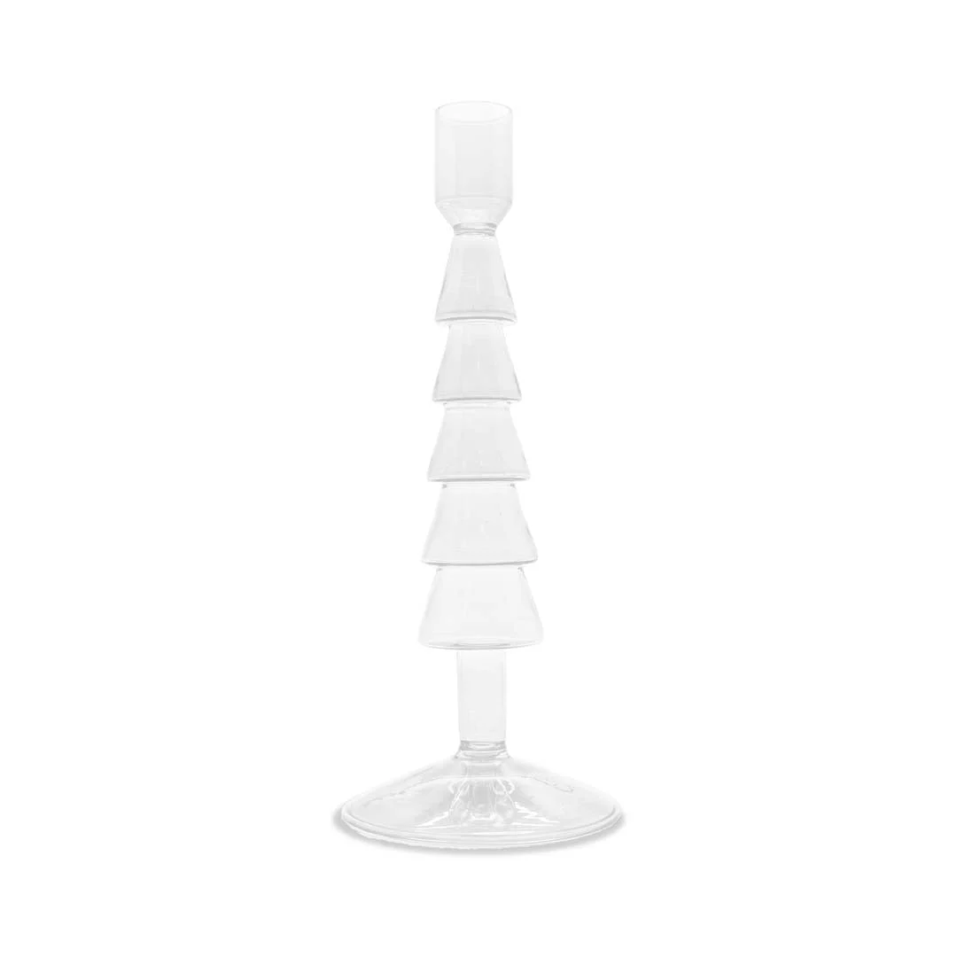 WD LifeStyle Potacandela in Vetro H 22 Cm Forma Albero di Natale Colore Trasparente